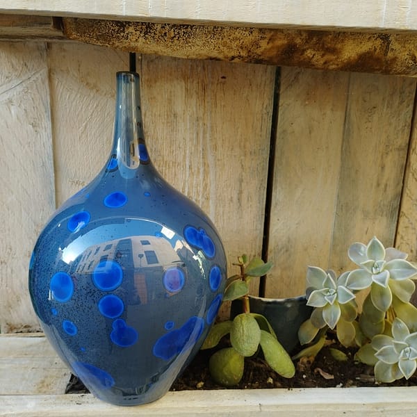 Botella porcelana azul cobalto