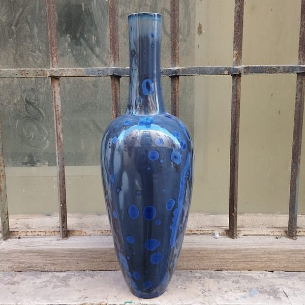 jarrón porcelana azul cobalto